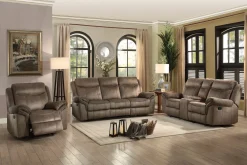 New American Furniture Galleries Aram Double Manual Reclining Loveseat