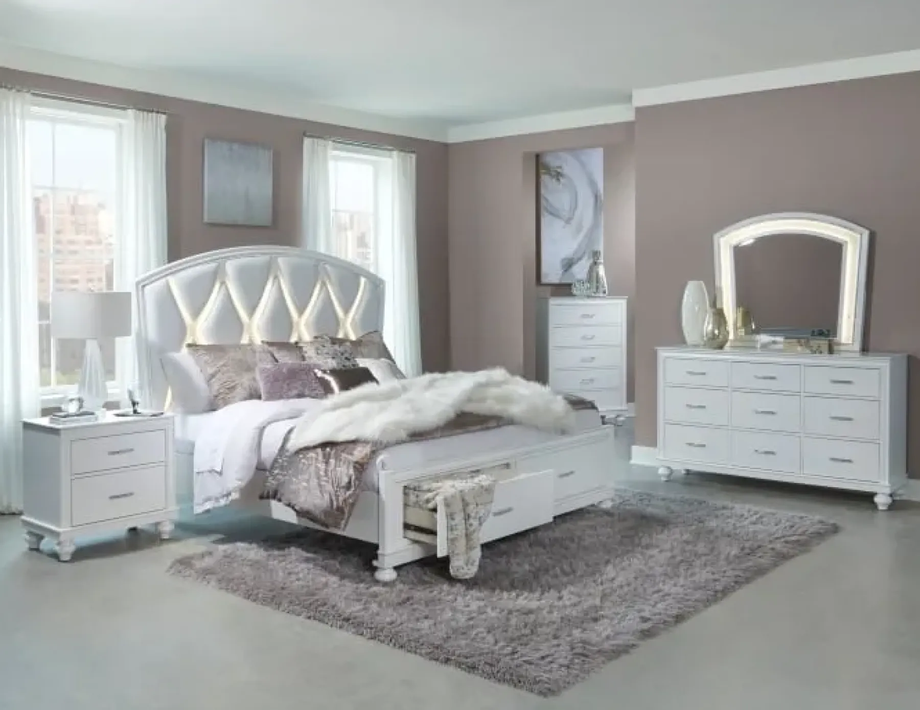 Best American Furniture Galleries Aria 6-Piece Queen Storage Bedroom Set