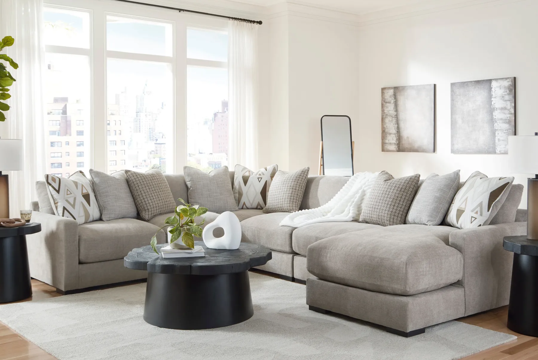 Discount American Furniture Galleries Aslan Court 6-Piece Sectional With Chaise