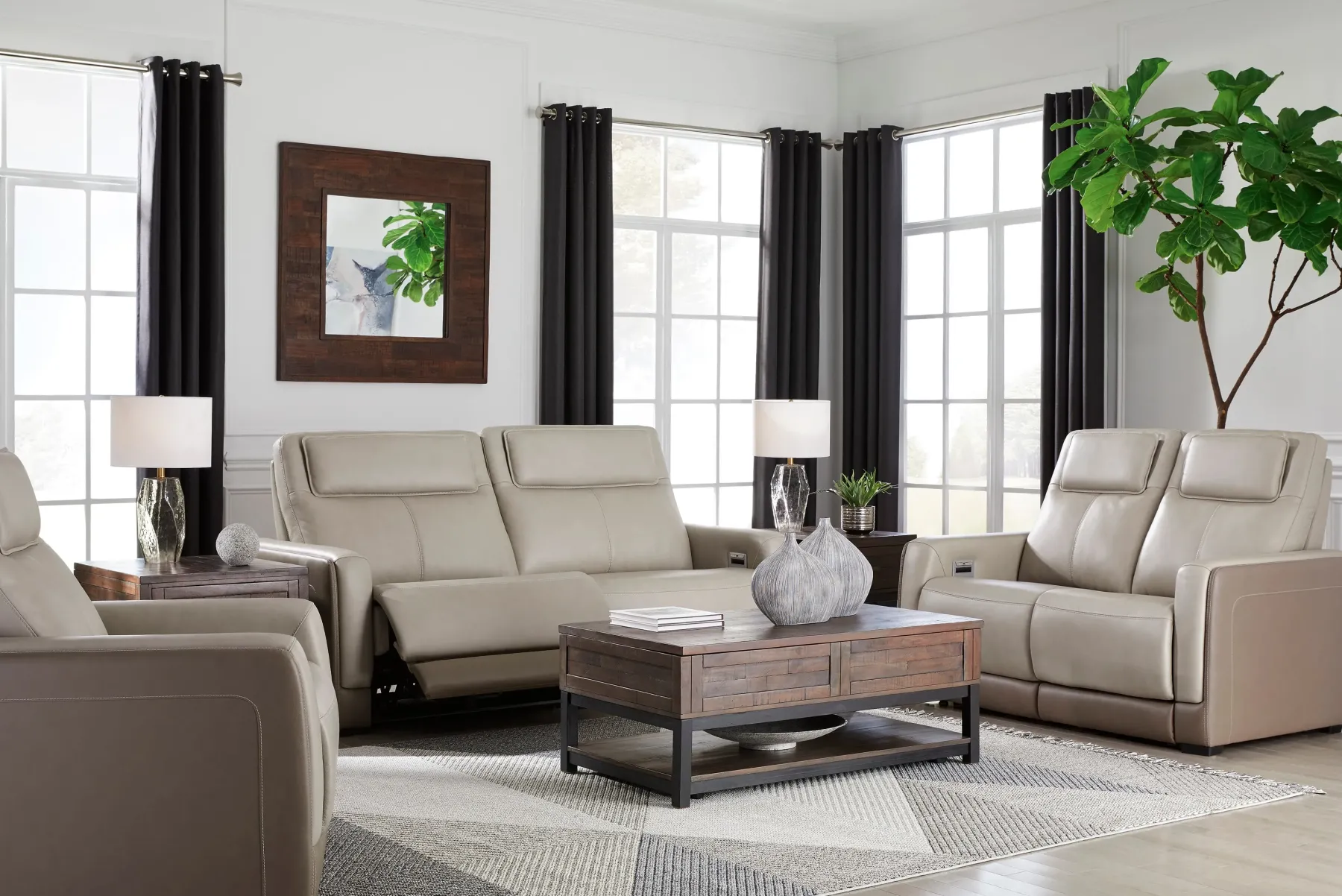 New American Furniture Galleries Battleville Dual Power Recliner