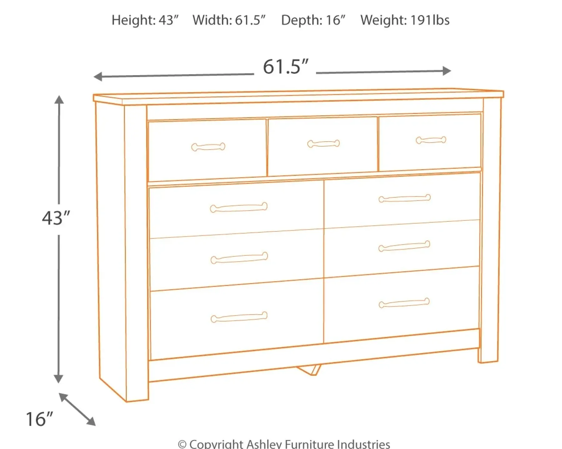 Discount American Furniture Galleries Bellaby Seven Drawer Dresser