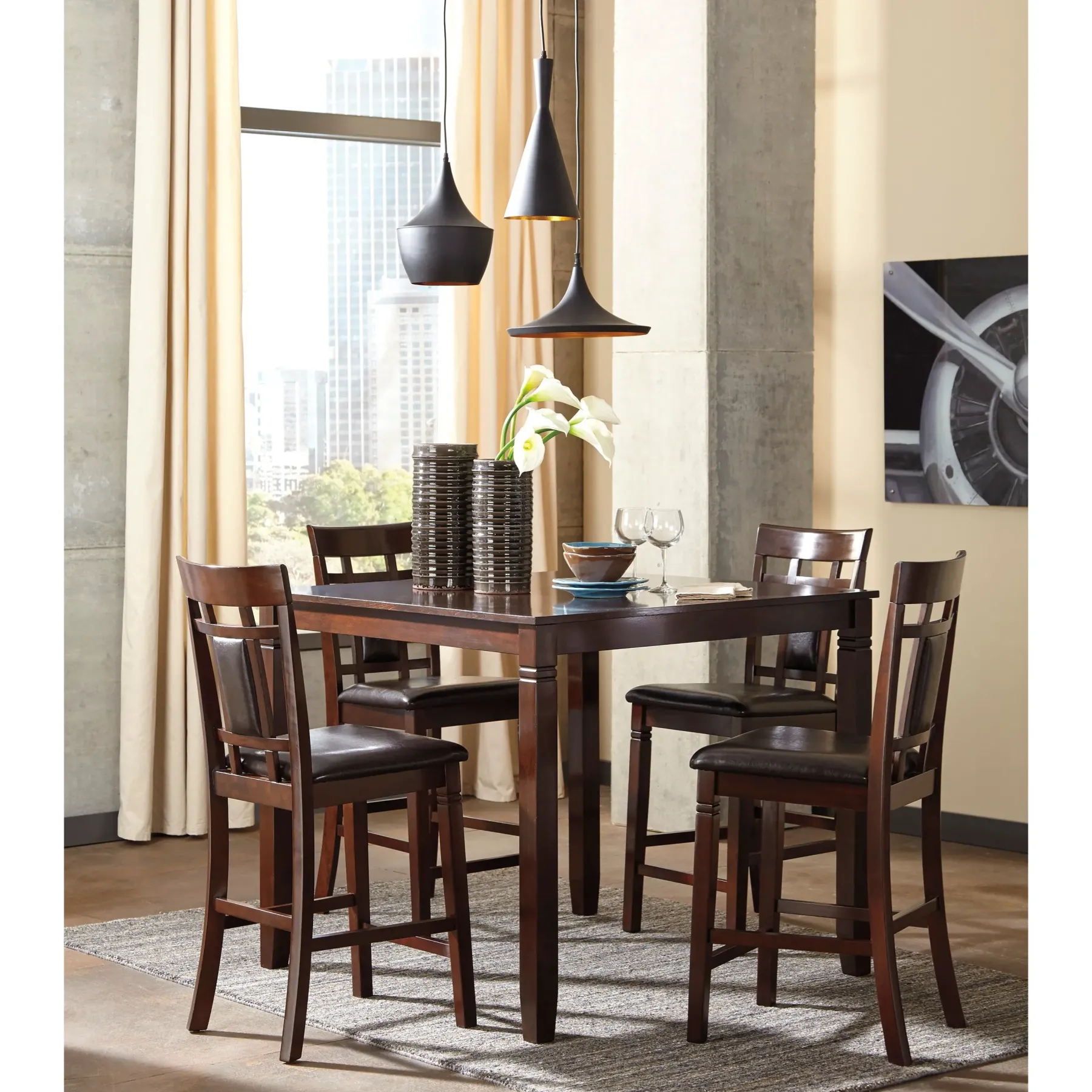 Discount American Furniture Galleries Bennox 5-Piece Counter Height Set