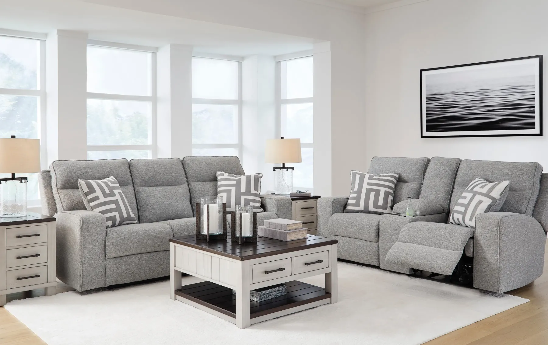 New American Furniture Galleries Biscoe 2-Piece Power Reclining Living Room Set