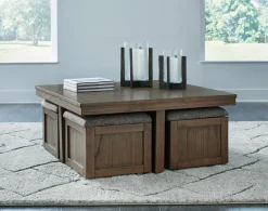 Hot American Furniture Galleries Boardernest Coffee Table with 4 Stools