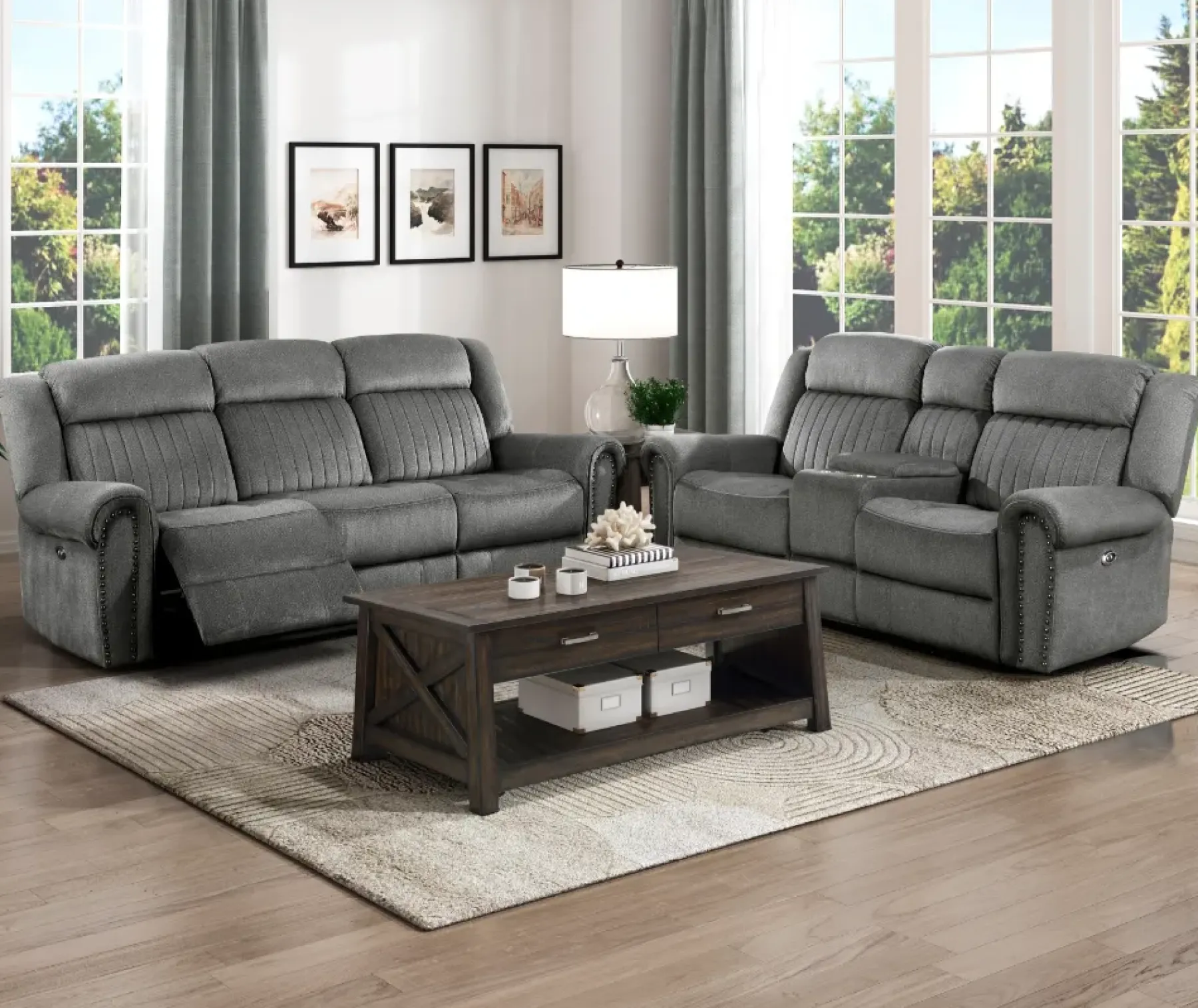 Fashion American Furniture Galleries Brennen Power Double Reclining Love Seat