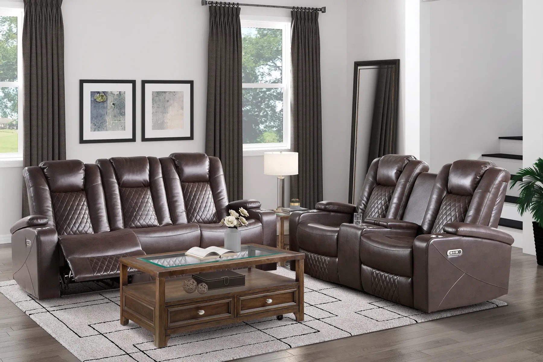 Fashion American Furniture Galleries Caelan Dual Reclining Sofa