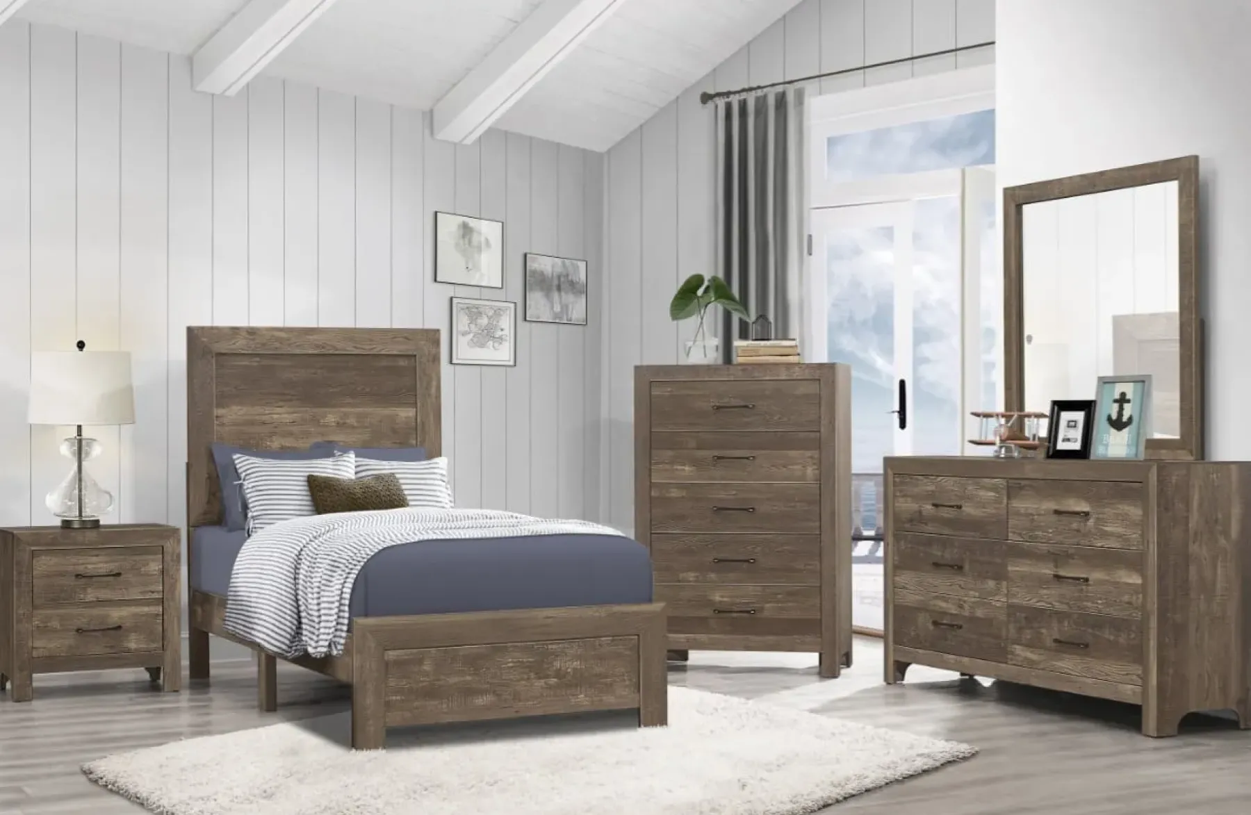 Sale American Furniture Galleries Corbin Twin Panel Bed in a Box