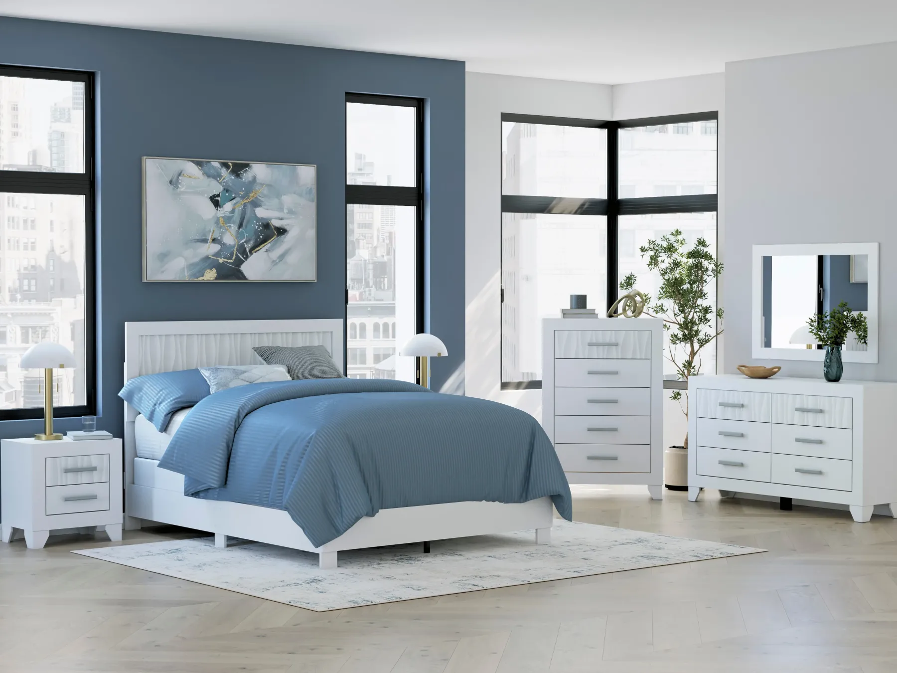New American Furniture Galleries Druchalla 6-Piece Queen Panel Bedroom Set