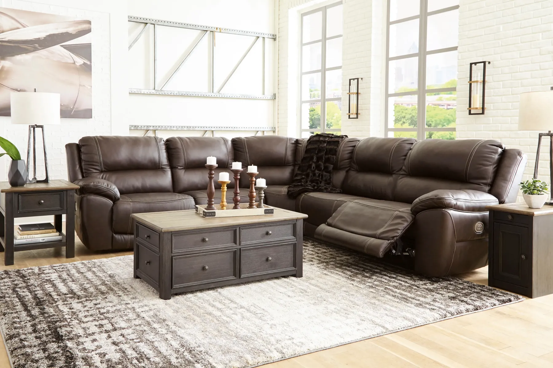 Sale American Furniture Galleries Dunleith 6-Piece Power Reclining Sectional