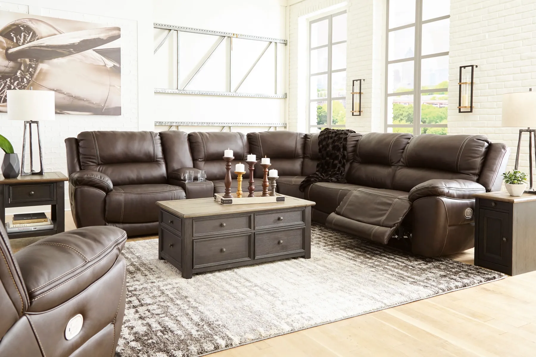 Sale American Furniture Galleries Dunleith 6-Piece Power Reclining Sectional