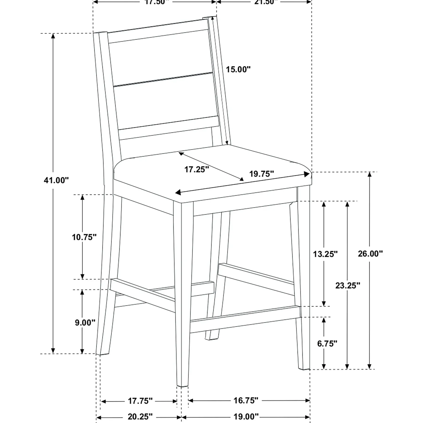 Discount American Furniture Galleries Elodie Wood Counter Chair and