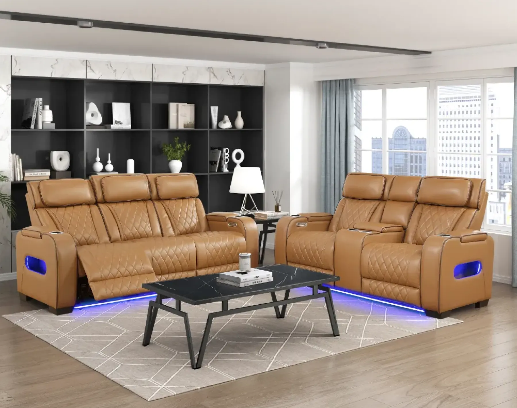 Clearance American Furniture Galleries Fairway Dual Power Reclining Loveseat