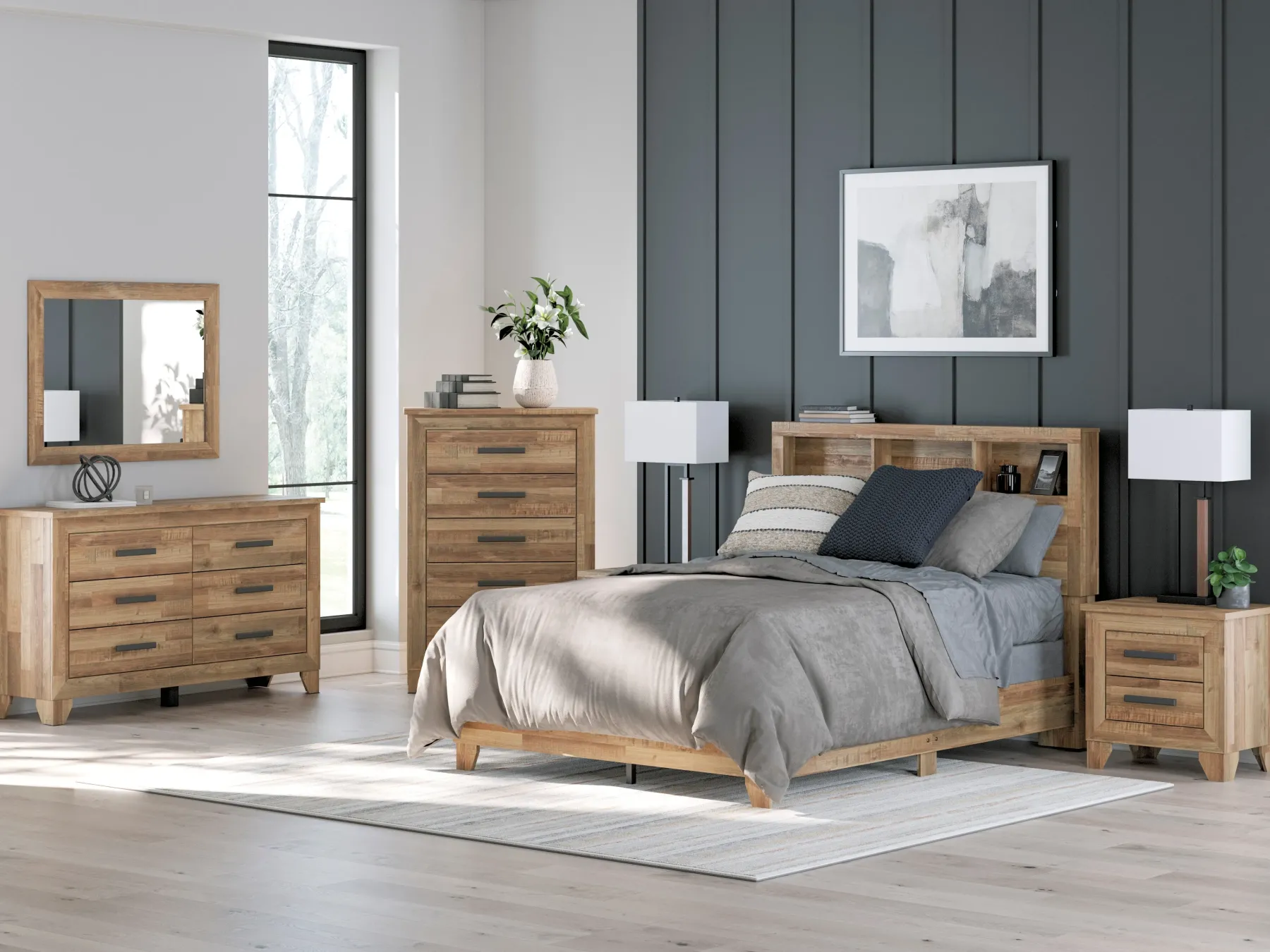 Discount American Furniture Galleries Finaria 6-Piece Full Bookcase Bedroom Set