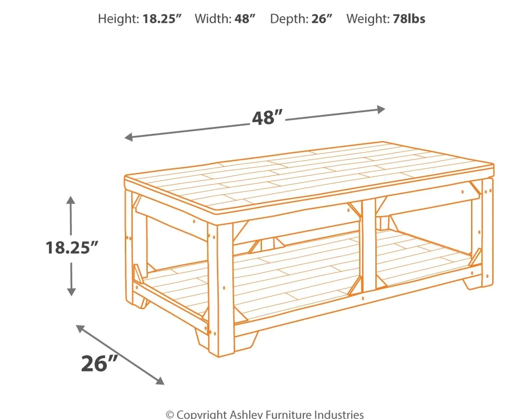 Outlet American Furniture Galleries Fregine Lift-Top Coffee Table