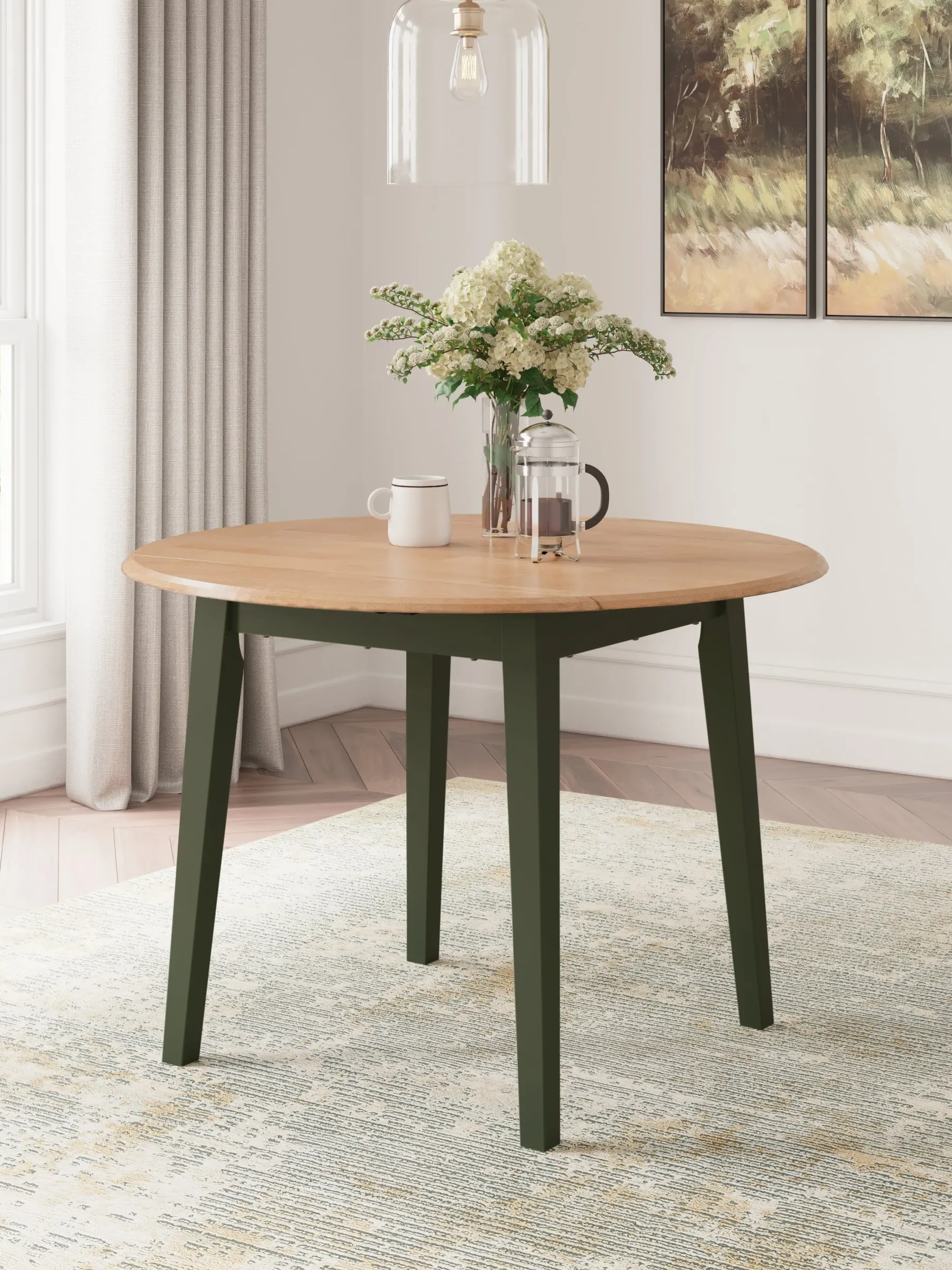 Sale American Furniture Galleries Gesthaven Round Drm Drop Leaf Table