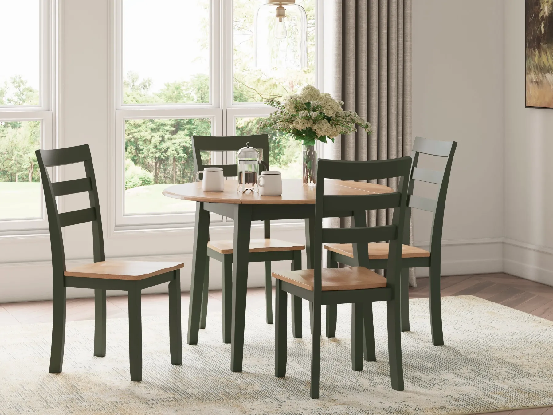 Sale American Furniture Galleries Gesthaven Round Drm Drop Leaf Table