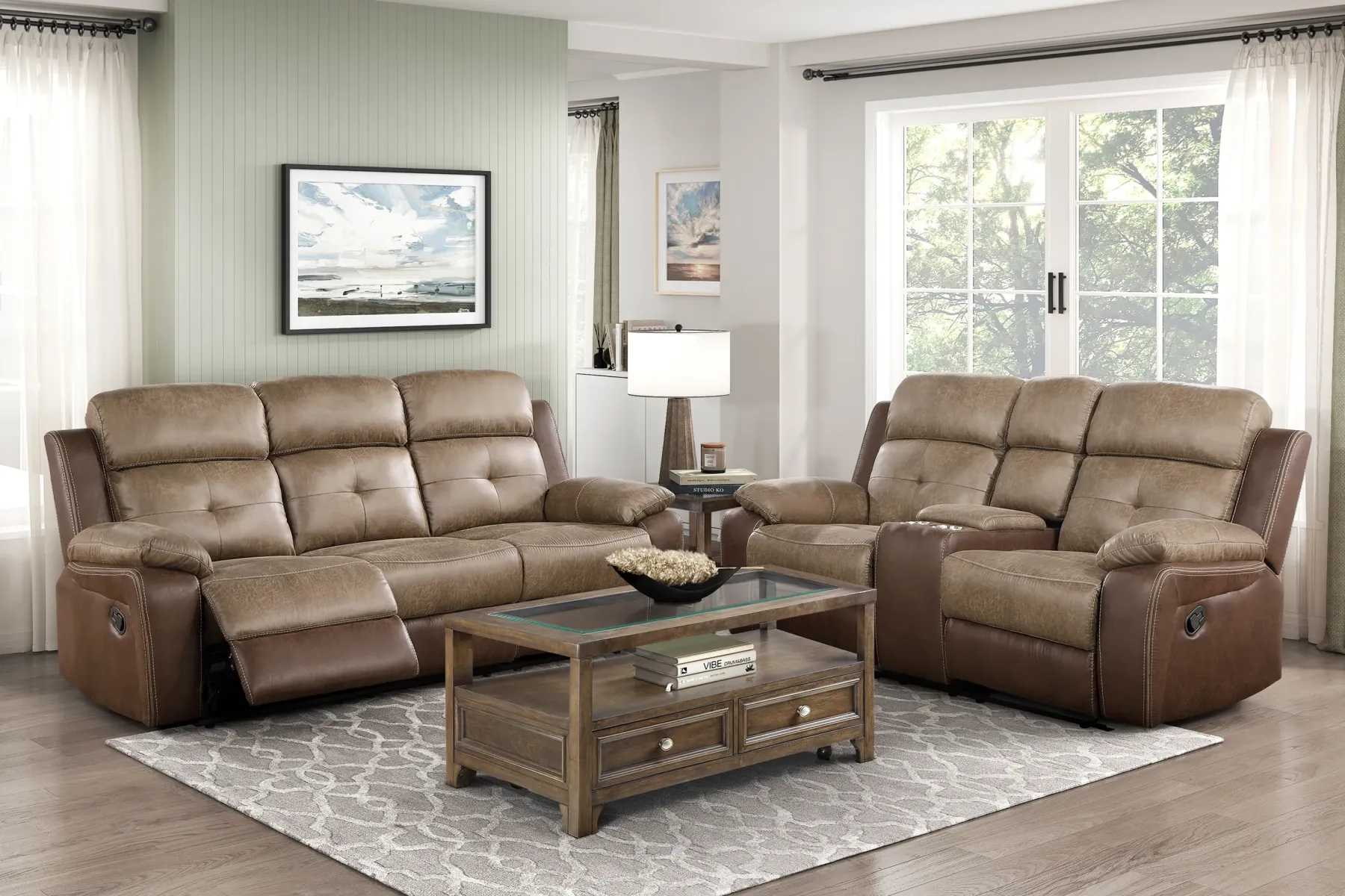 Online American Furniture Galleries Glendale Double Reclining Sofa