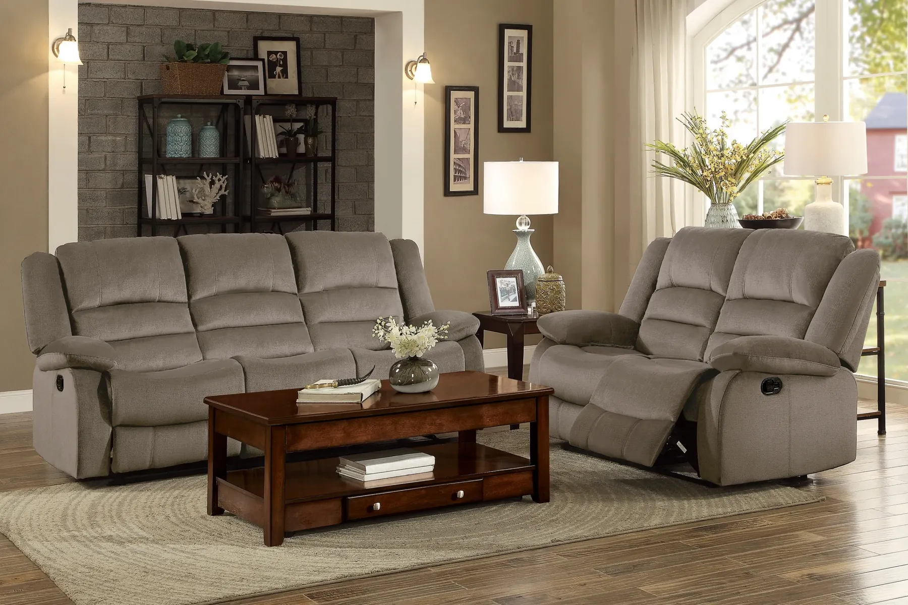 New American Furniture Galleries Jarita Double Manual Reclining Loveseat
