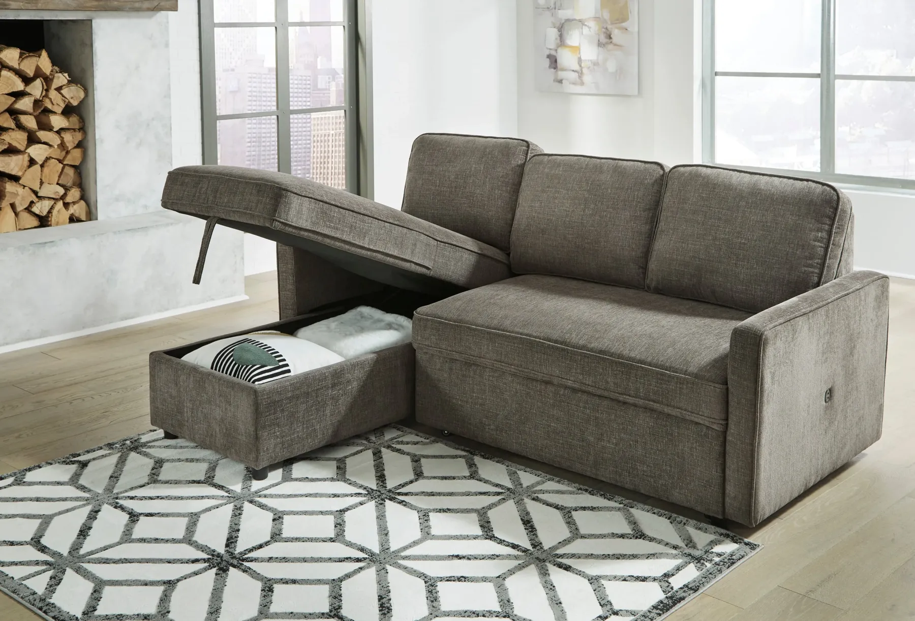 Outlet American Furniture Galleries Kerle 2-Piece Sectional with Pop Up Bed