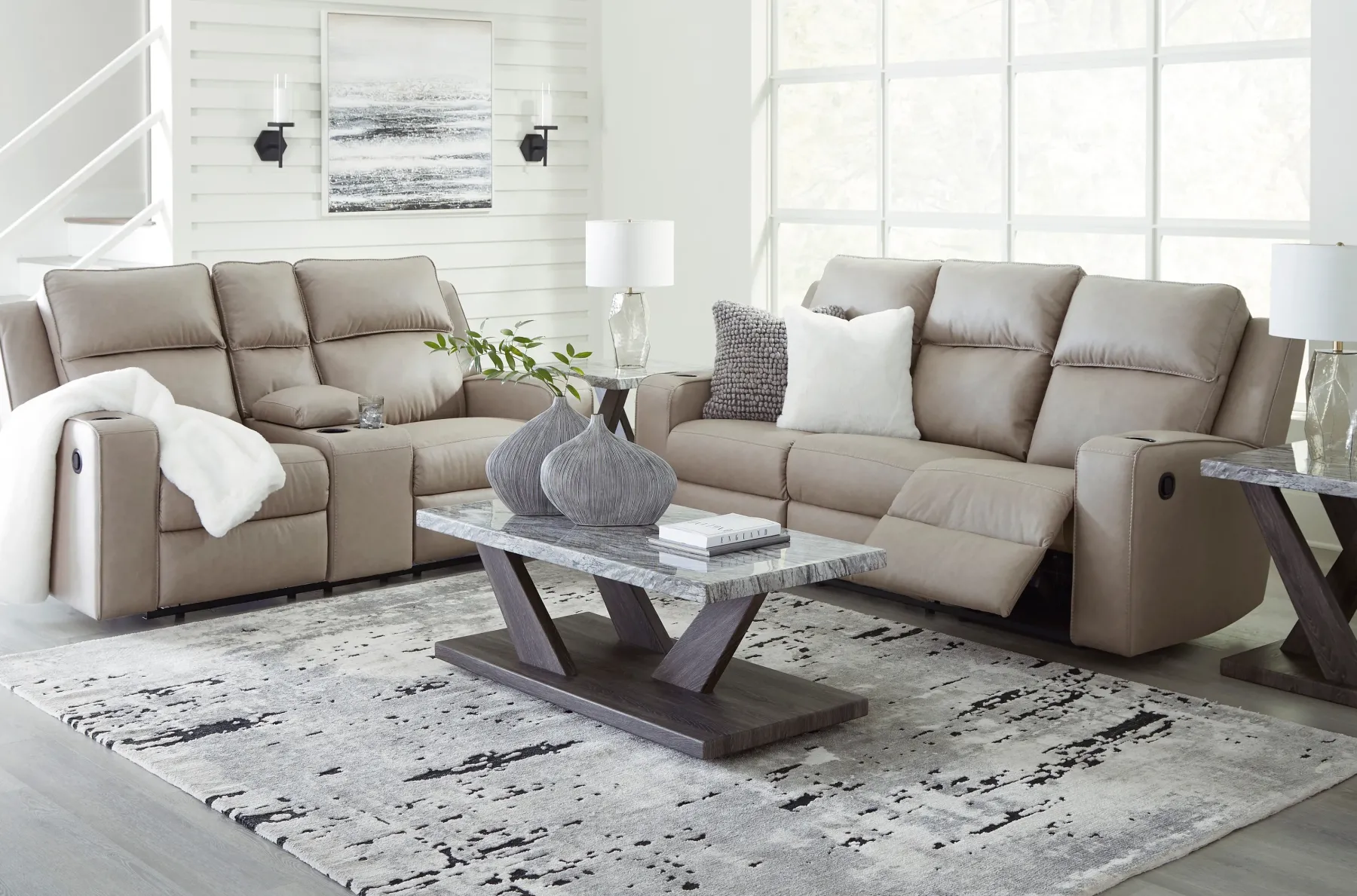 Discount American Furniture Galleries Lavenhorne Reclining Sofa With Drop Down Table