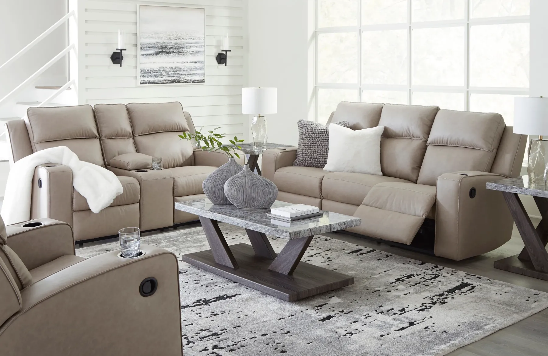Discount American Furniture Galleries Lavenhorne Reclining Sofa With Drop Down Table