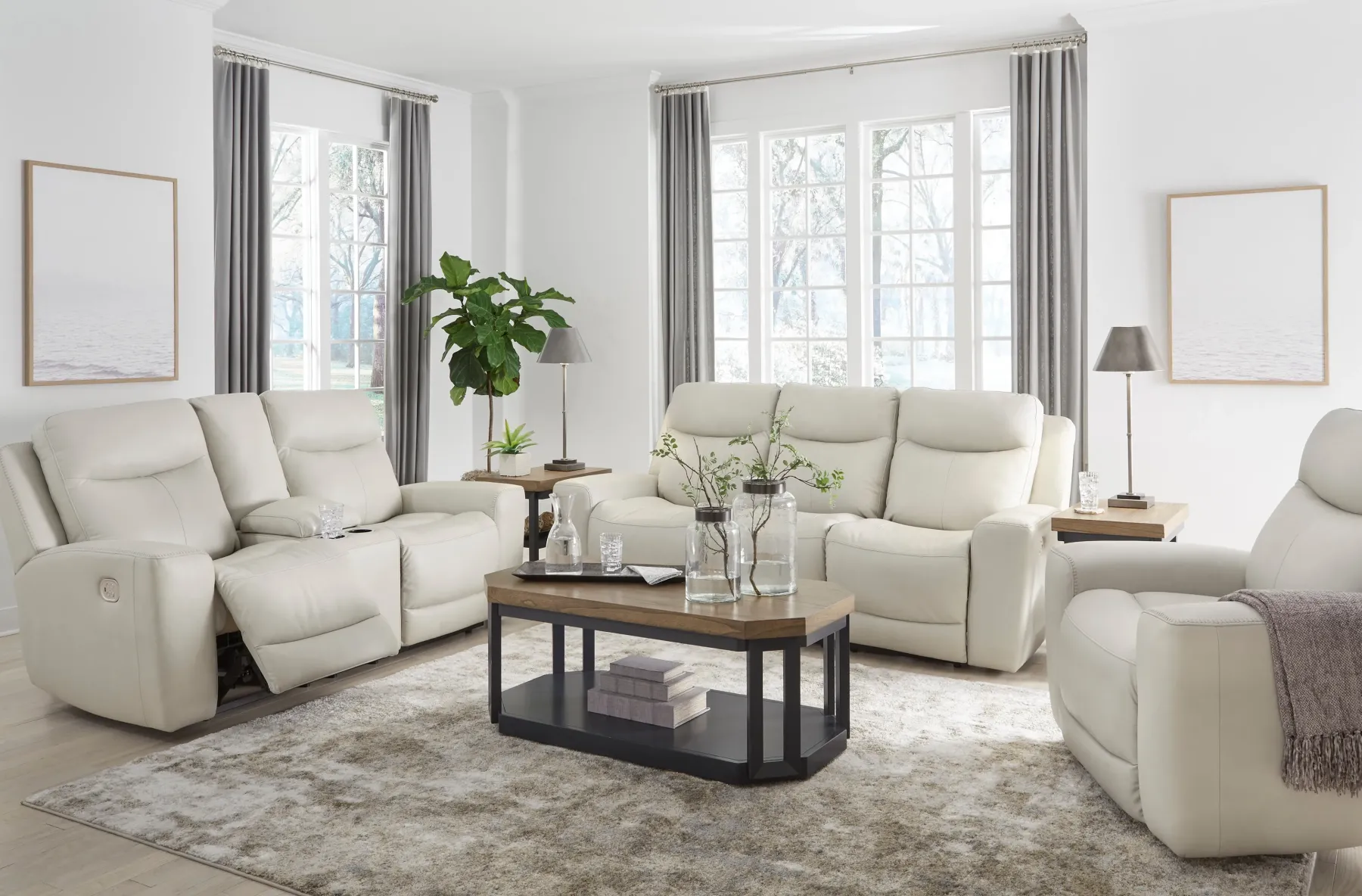 New American Furniture Galleries Mindanao Pwr Rec Sofa With Adj Headrest