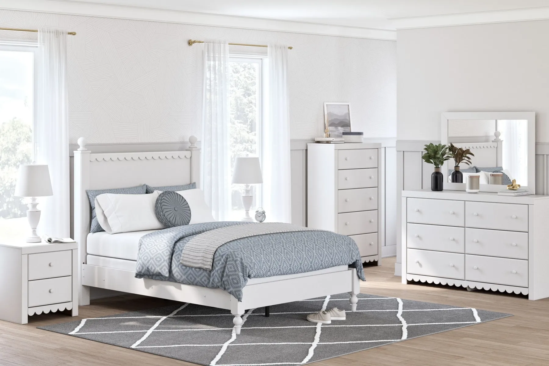 Discount American Furniture Galleries Mollviney 6-Piece Twin Bedroom Set
