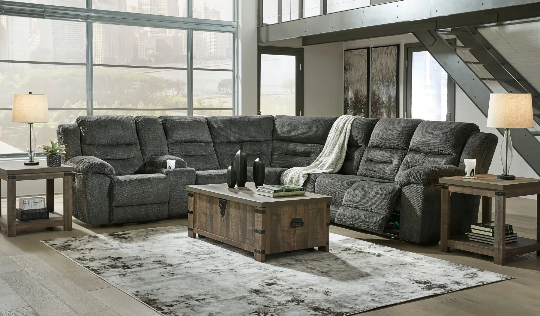Clearance American Furniture Galleries Nettington 4-Piece Power Reclining Sectional