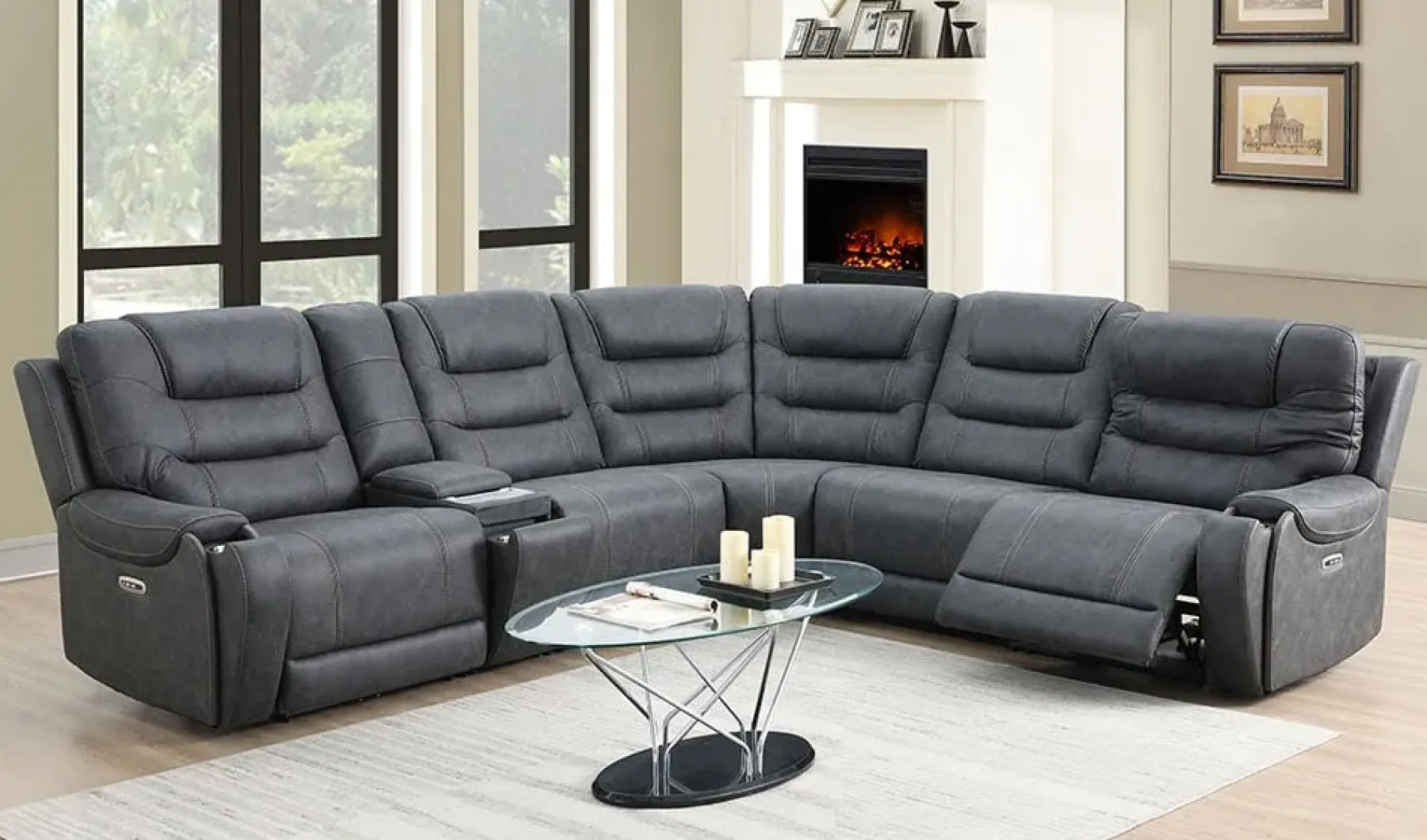 Best American Furniture Galleries 143 6-Piece Power Reclining Sectional