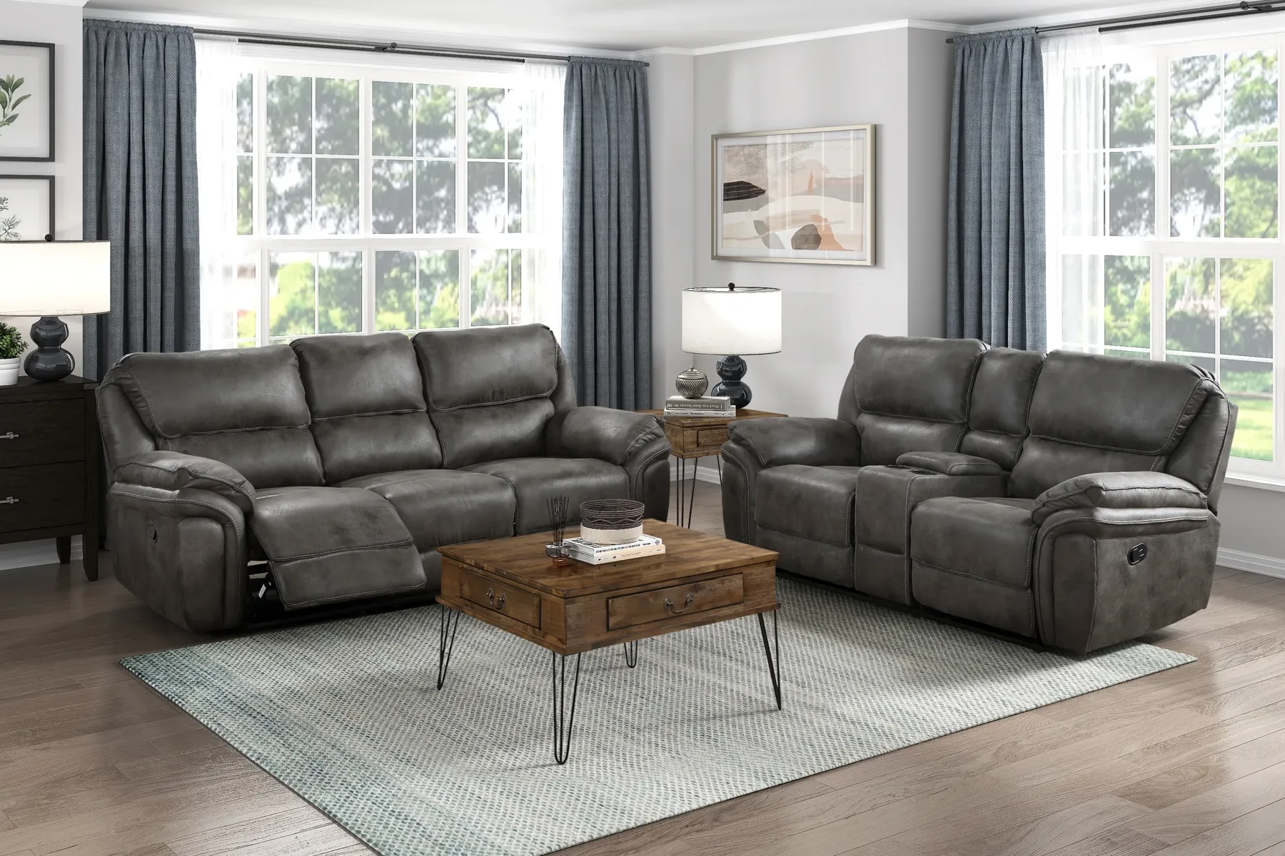Hot American Furniture Galleries Proctor Dual Manual Reclining Sofa