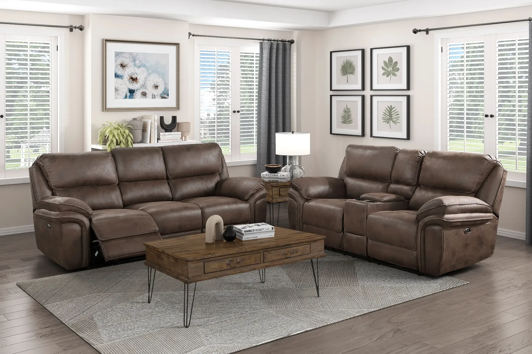 Clearance American Furniture Galleries Proctor Dual Power Reclining Loveseat