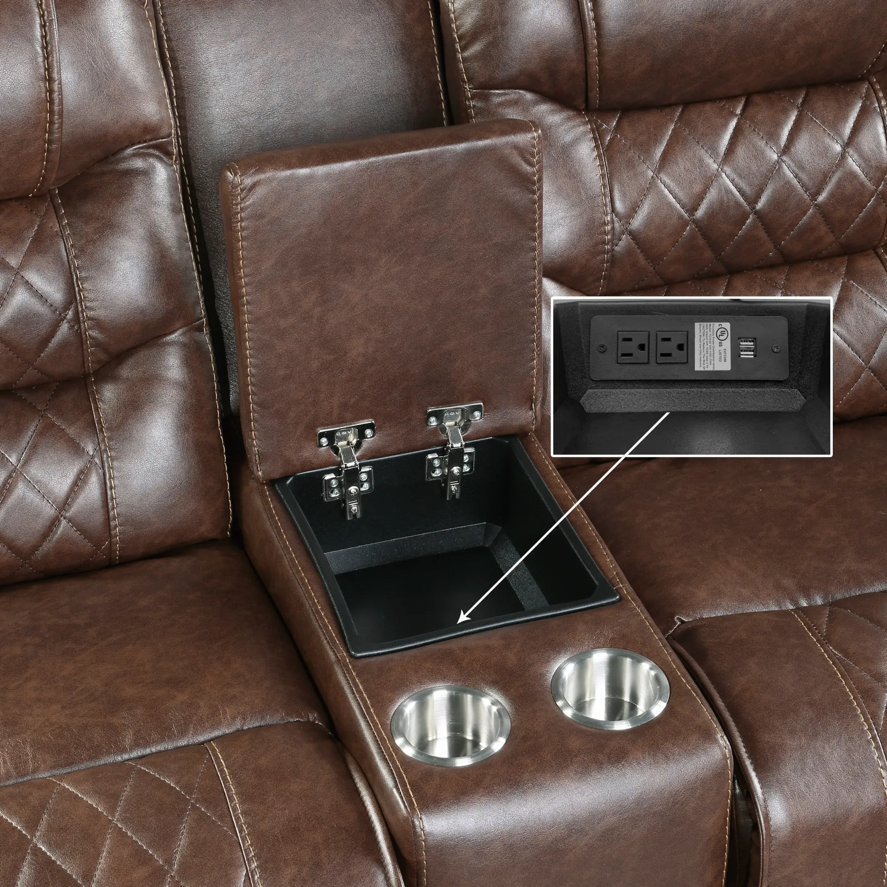 Fashion American Furniture Galleries Putnam Power Double Reclining Loveseat