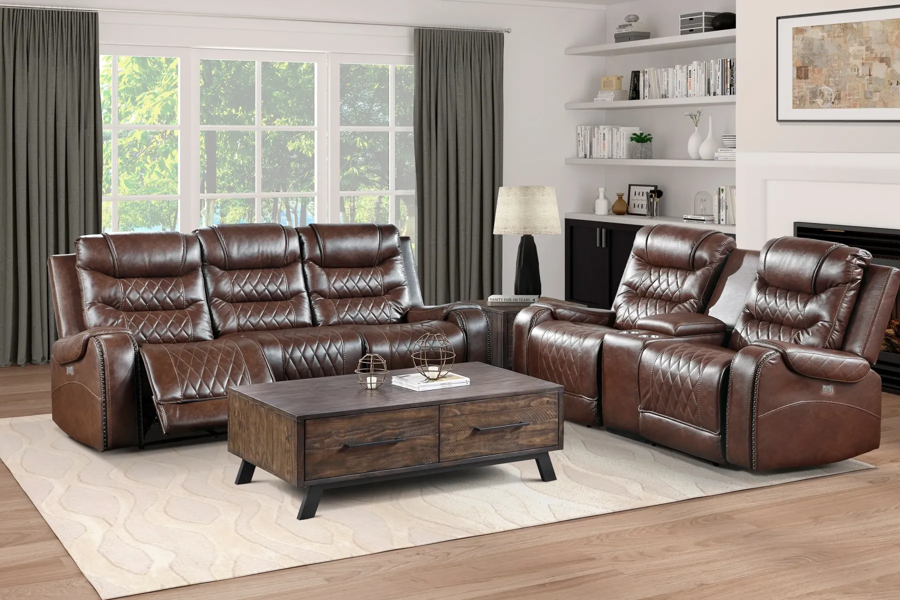 Fashion American Furniture Galleries Putnam Power Double Reclining Loveseat