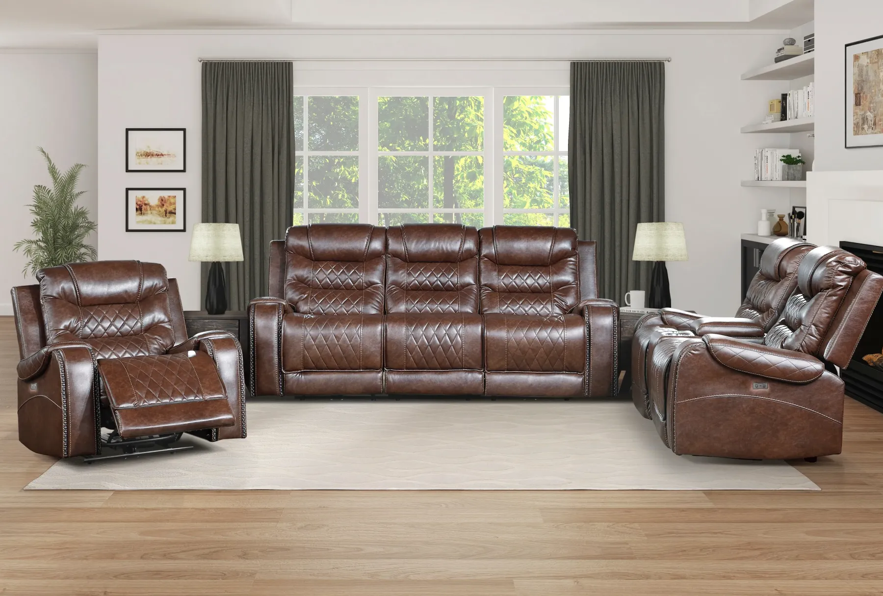 Fashion American Furniture Galleries Putnam Power Double Reclining Loveseat