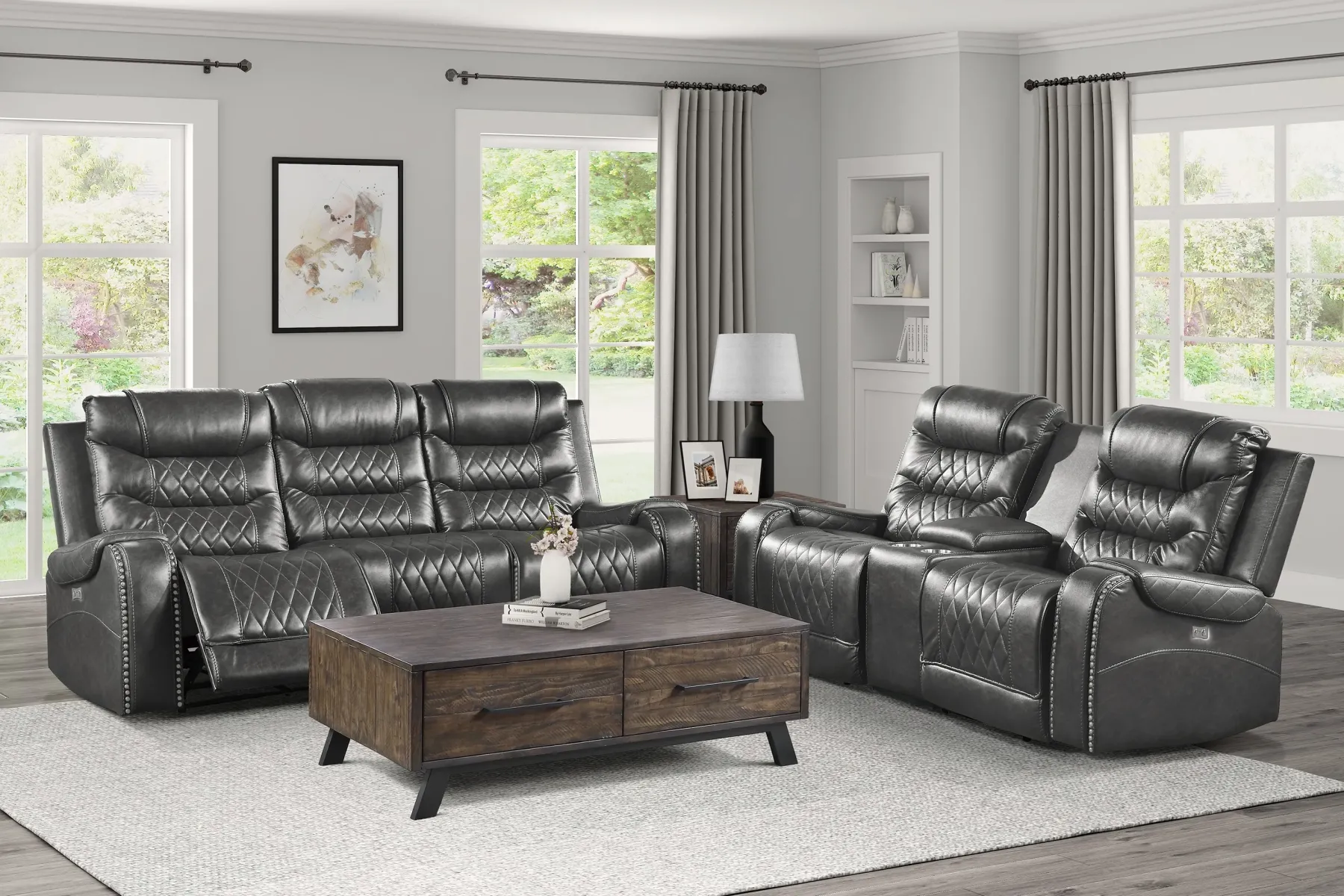 Hot American Furniture Galleries Putnam Power Double Reclining Sofa