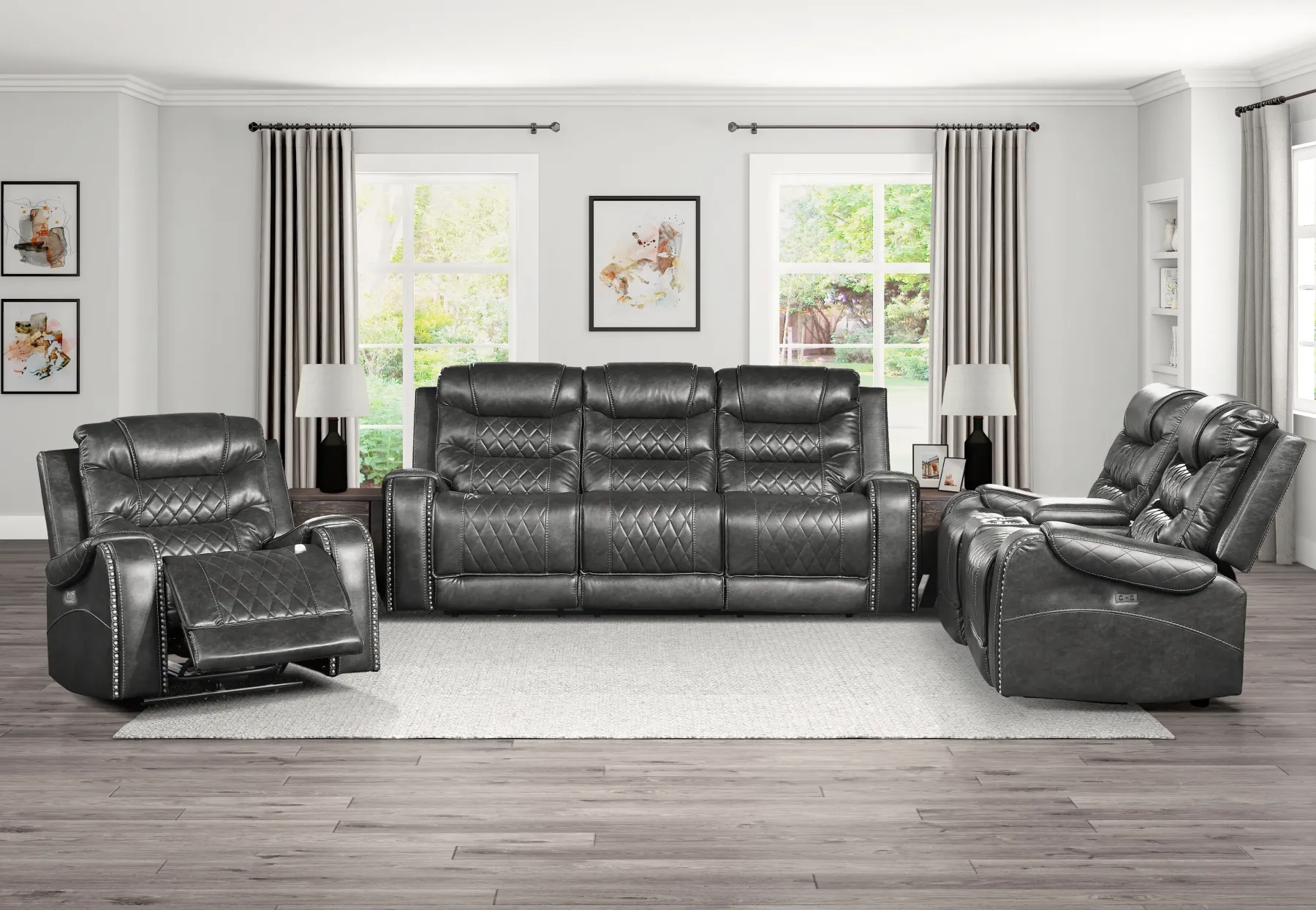 Hot American Furniture Galleries Putnam Power Double Reclining Sofa