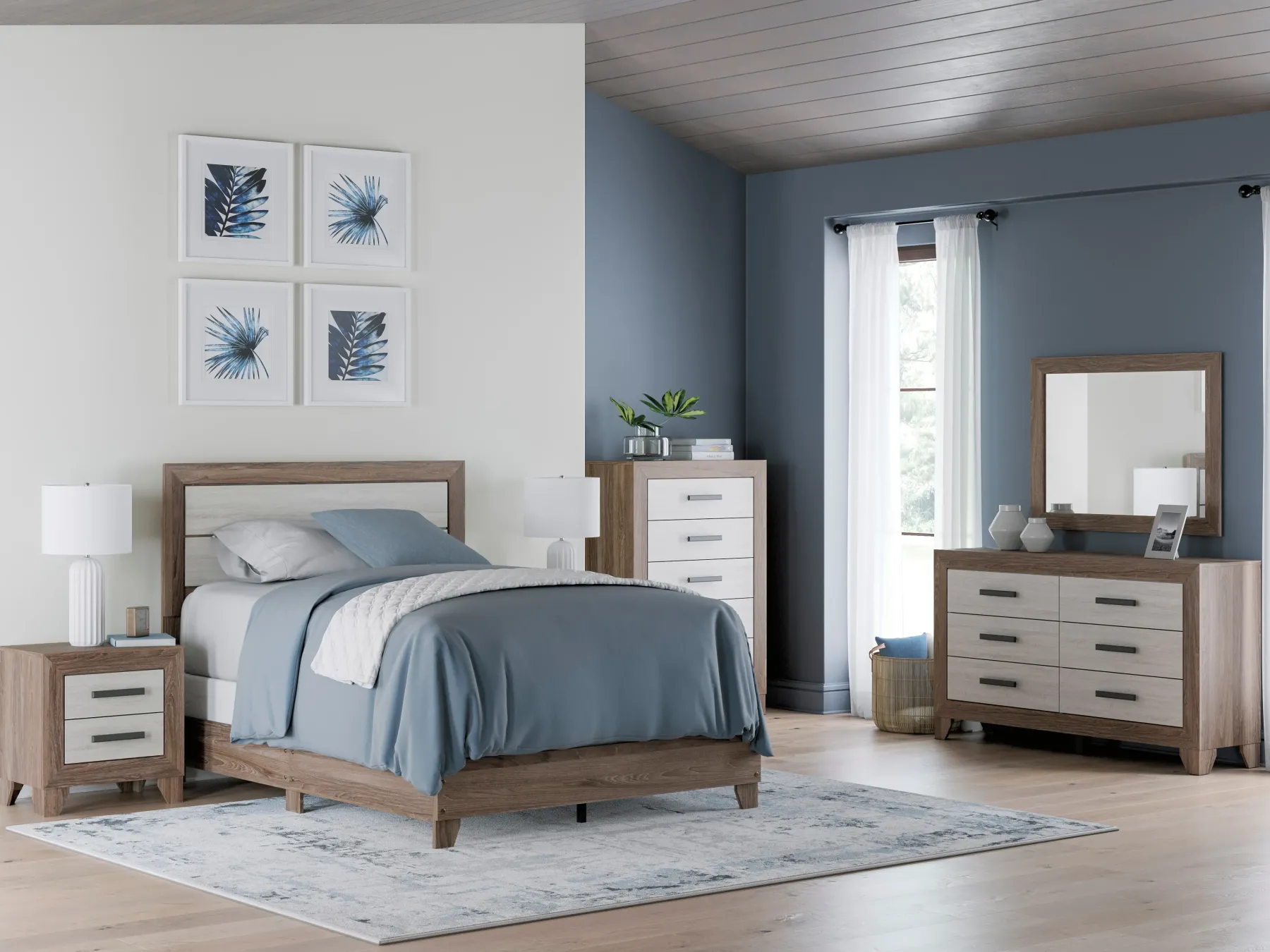 Online American Furniture Galleries Sharnari 6-Piece Full Panel Bed Set