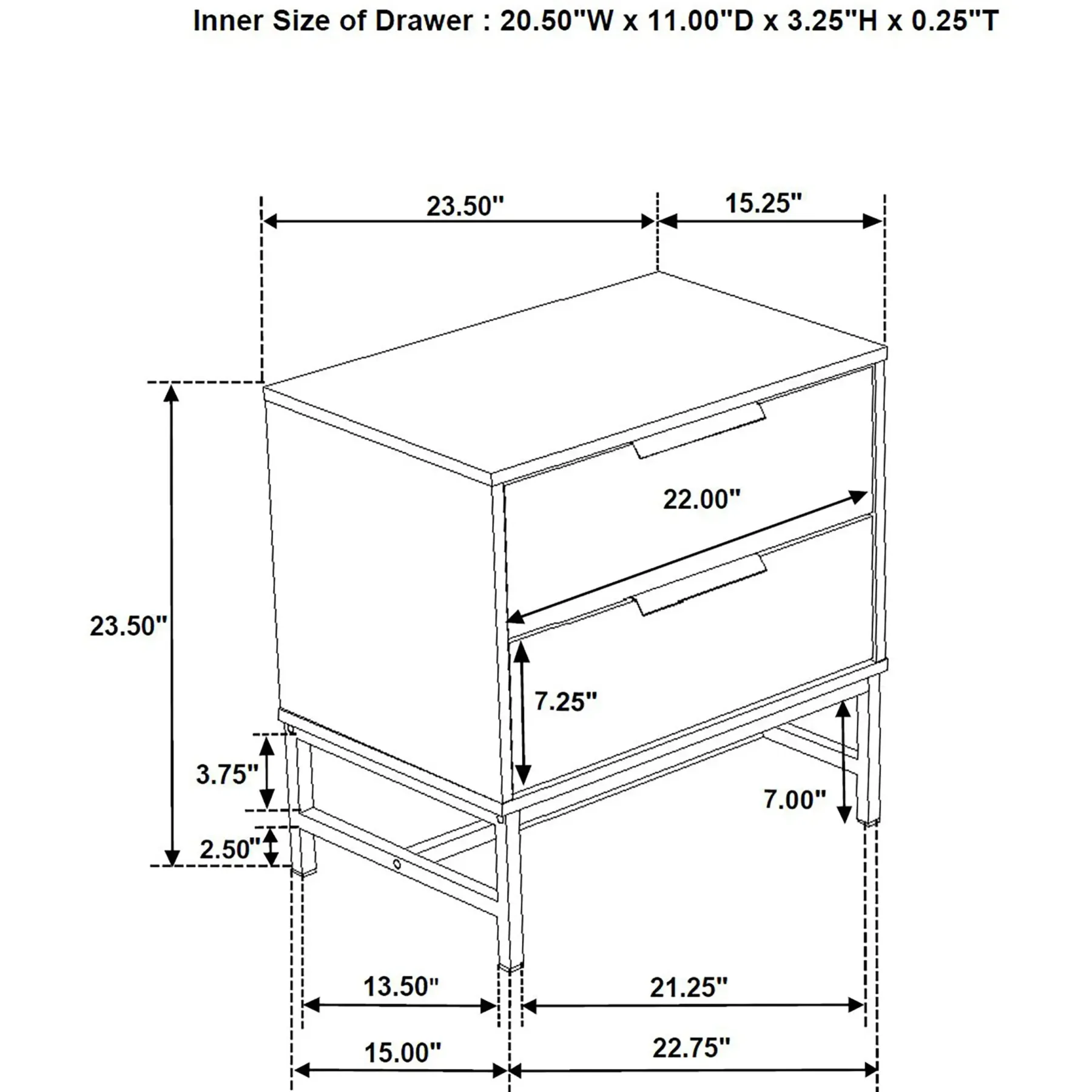 Online American Furniture Galleries Sonora Sonora 2-drawer Nightstand Bedside Table