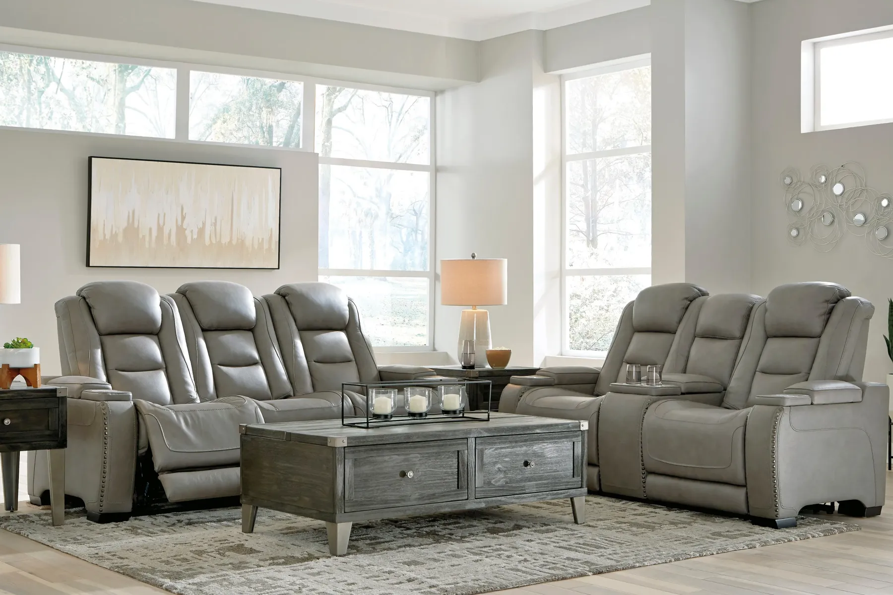 Fashion American Furniture Galleries The Man-Den Pwr Rec Sofa With Adj Headrest