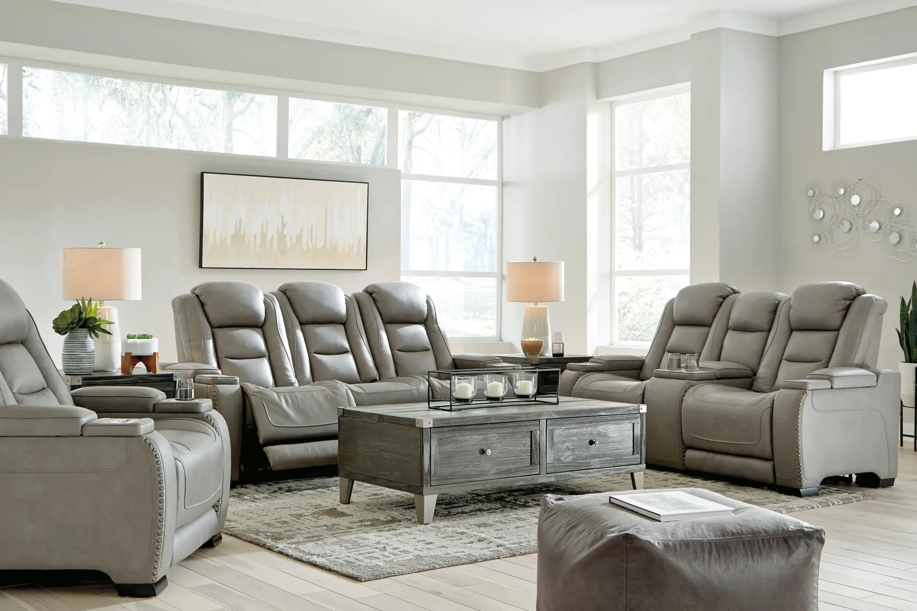 Fashion American Furniture Galleries The Man-Den Pwr Rec Sofa With Adj Headrest