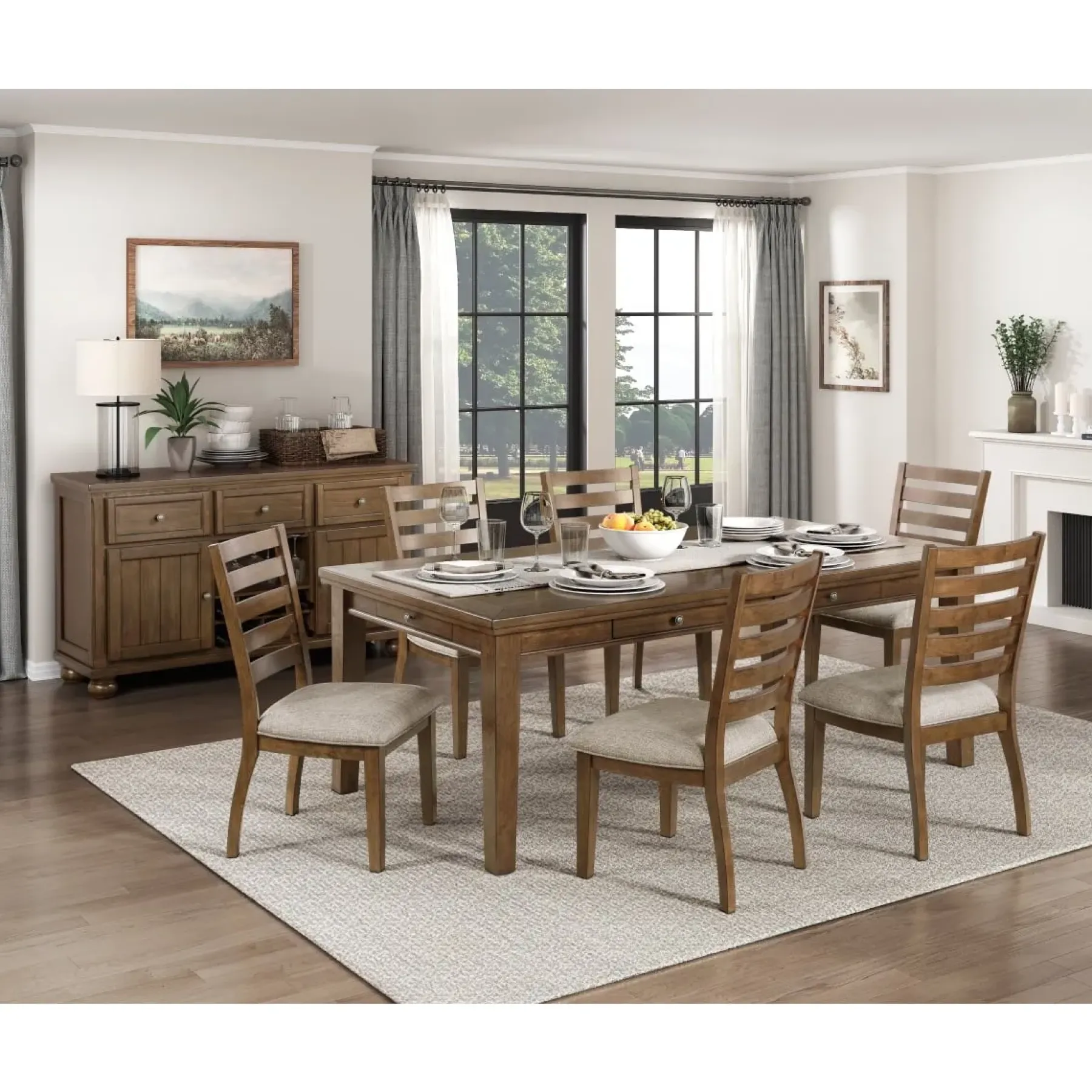 New American Furniture Galleries Tigard 6-Drawer Dining Table
