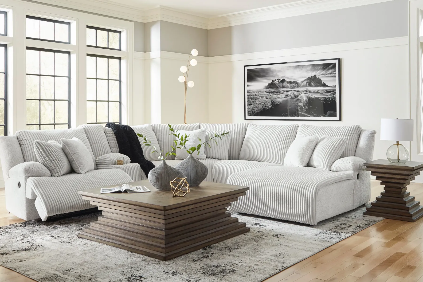 Online American Furniture Galleries Top Tier 6-Piece Reclining Sectional With Chaise