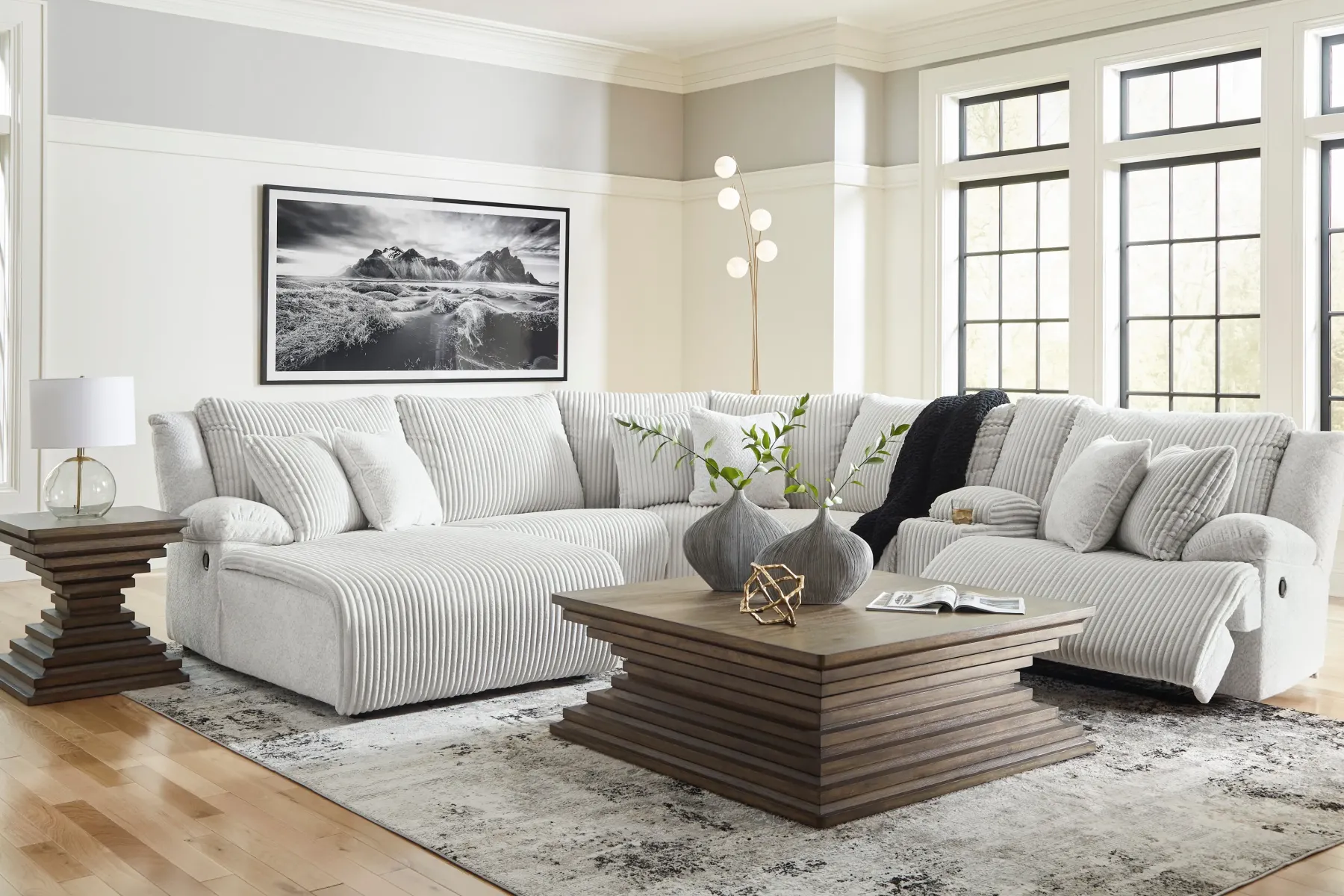 Fashion American Furniture Galleries Top Tier 6-Piece Reclining Sectional With Chaise