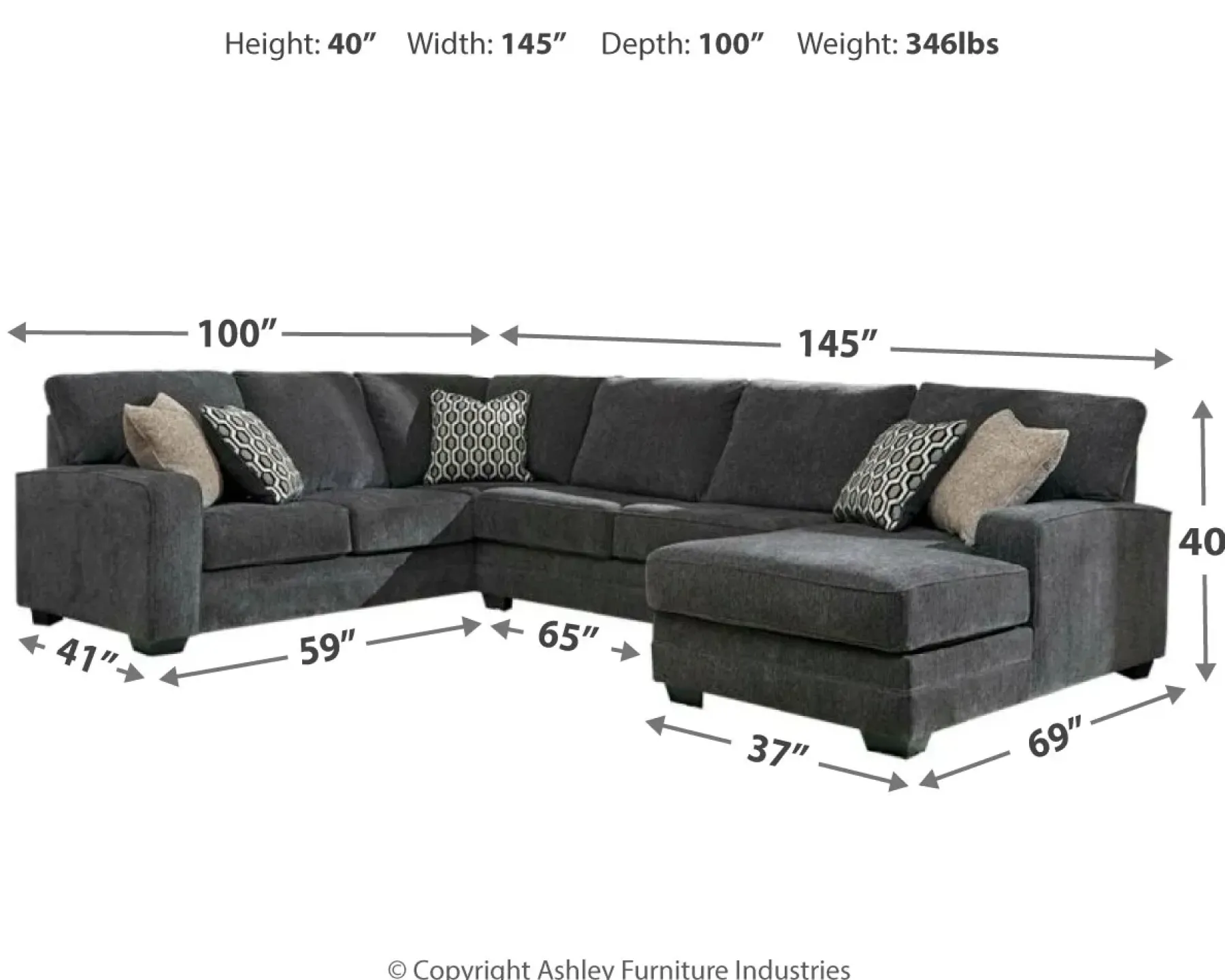 Outlet American Furniture Galleries Tracling Sectional With Chaise