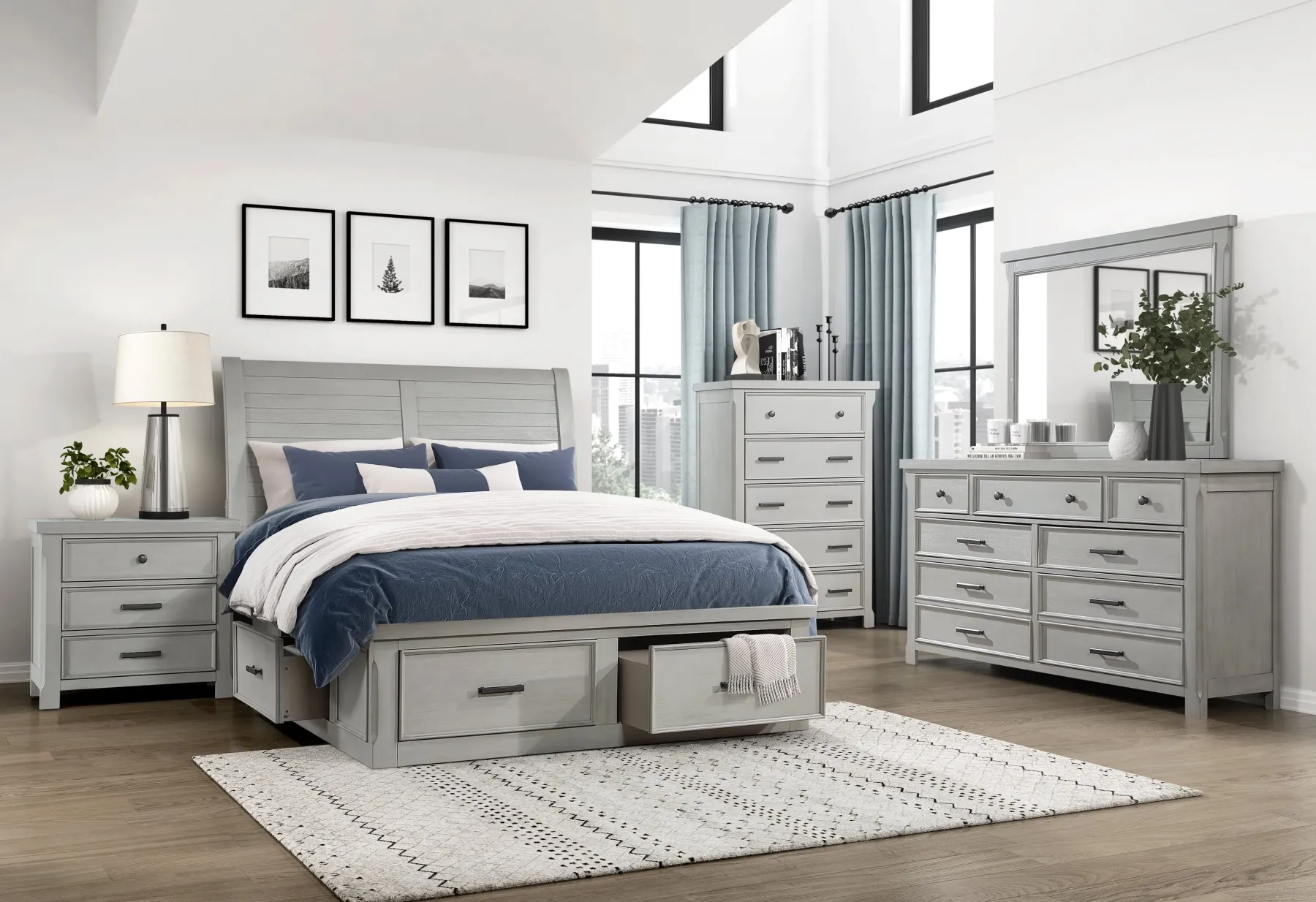 Online American Furniture Galleries Willowbrook 6-Piece Queen Storage Bedroom Set