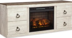New American Furniture Galleries Willowton Costal Cottage 60" TV Stand w/ Fireplace