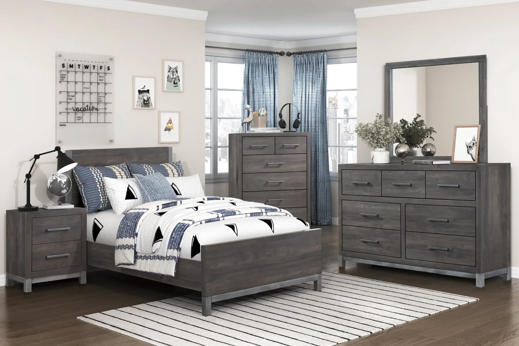 Outlet American Furniture Galleries Zephyr 6-Piece Twin Panel Bedroom Set